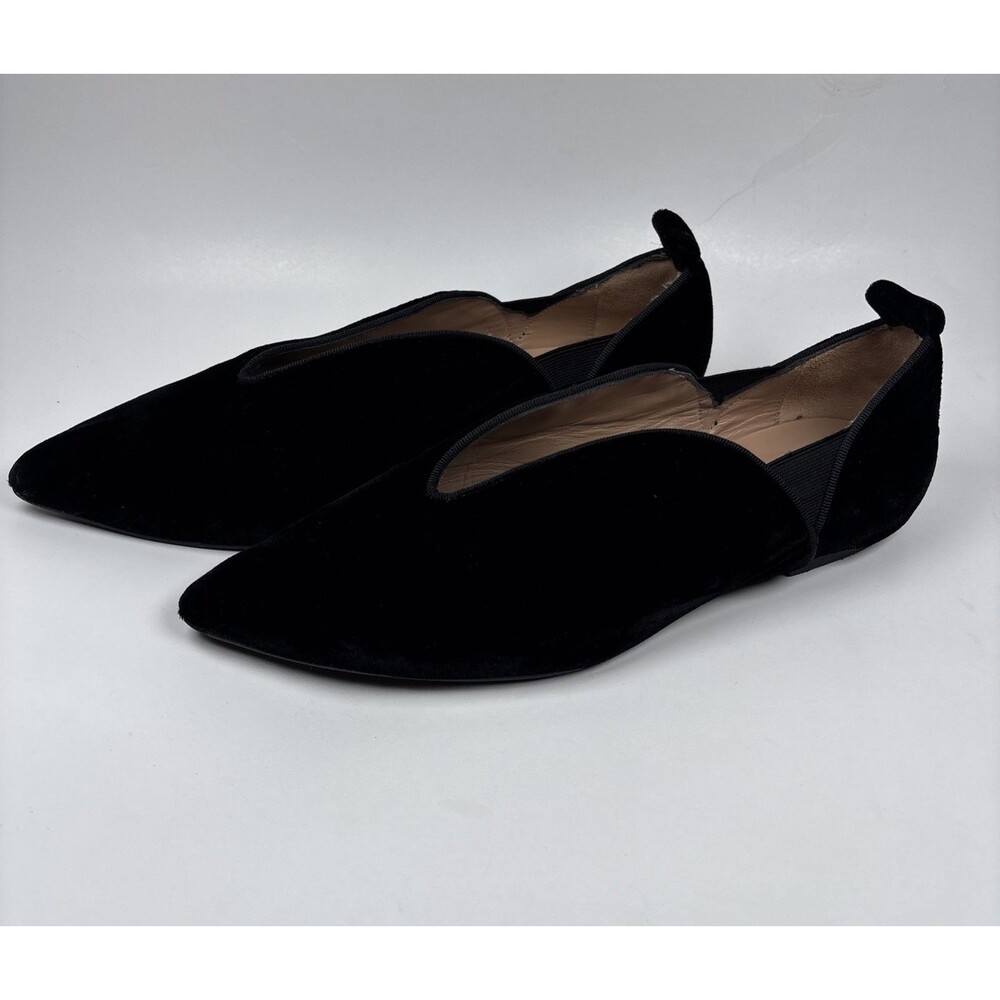 Menina Black Velvet Pointed Toe Smoking Slipper Flats Women’s Elegant Loafers 37 - Picture 6 of 16